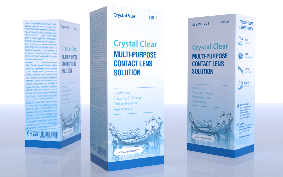 Упаковка раствора для контактных линз Crystal Clear - Студия Тесселла