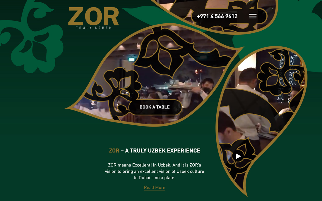 ZOR Restaurant Website - Tessella Studio