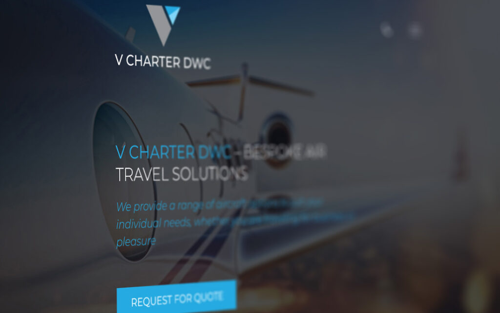 Landing Page for V Charter DWC - Tessella Studio, Bulldozer Group Dubai